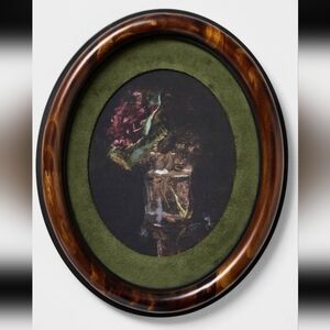 New Oval Framed Floral Art with Green Matte By Threshold With Studio McGee